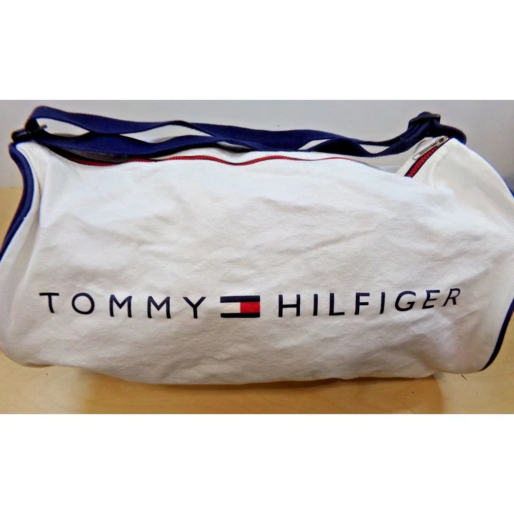 Tommy Hilfiger Vintage Classic White Travel Duffle Weekender Gym Bag‎ Carry On